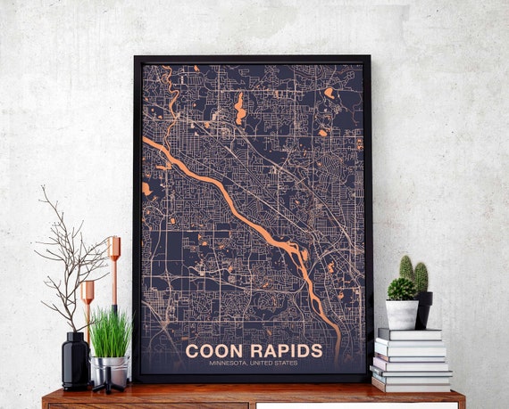 Coon Rapids Minnesota Mn Usa Poster Color Hometown City Print Modern Home Decor Office Decoration Wall Art Dorm Bedroom Gift