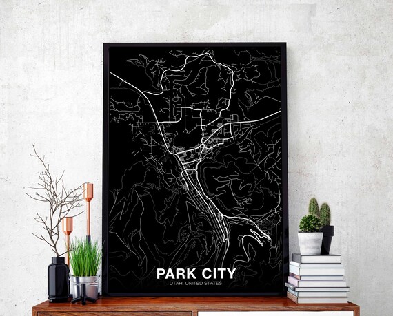 Park City Utah Ut Usa Map Poster Black White Hometown Print Modern Home Decor Office Decoration Wall Art Dorm Bedroom Gift