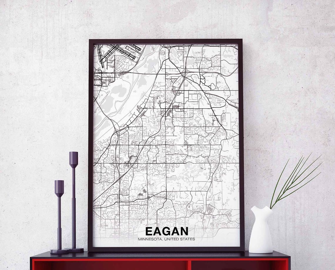 Eagan Minnesota Black and White Street Map Minimalist Home Poster