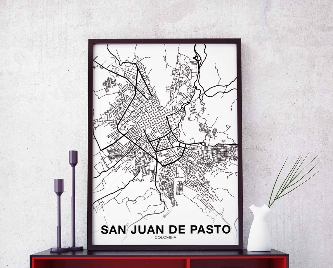 San Juan de Pasto Colombia City Street Map Minimalist Decor Poster