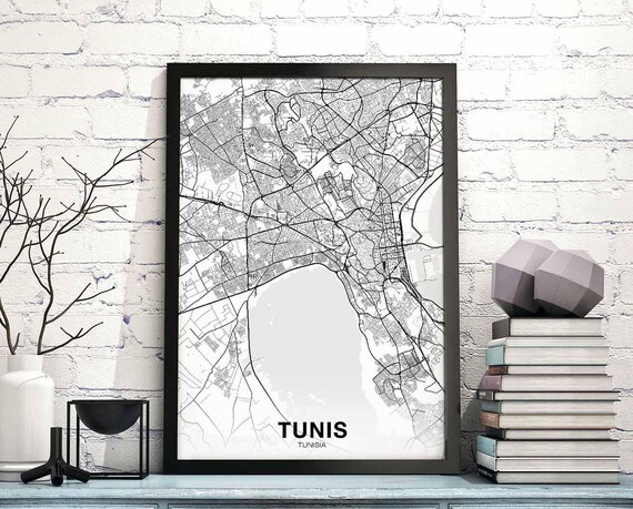 Tunis Tunisia Map Poster Hometown City Print Modern Home Decor Office Decoration Wall Art Dorm Bedroom Gift
