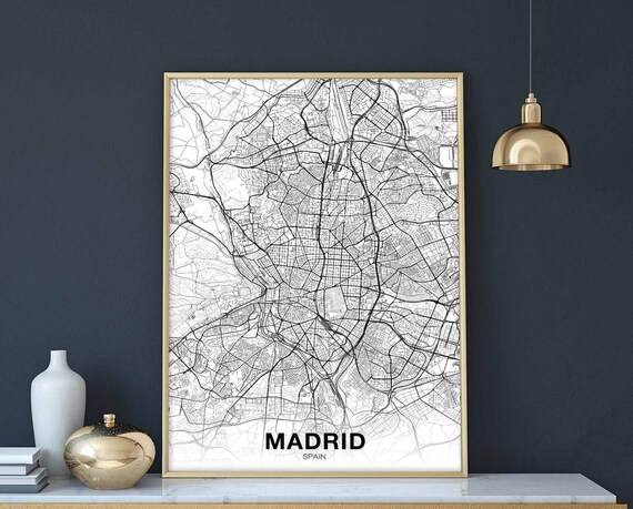 Madrid Spain Map Poster Hometown City Print Modern Home Decor Office Decoration Wall Art Dorm Bedroom Gift