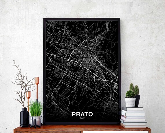 Prato Italy Map Poster Black White Hometown City Print Modern Home Decor Office Decoration Wall Art Dorm Bedroom Gift