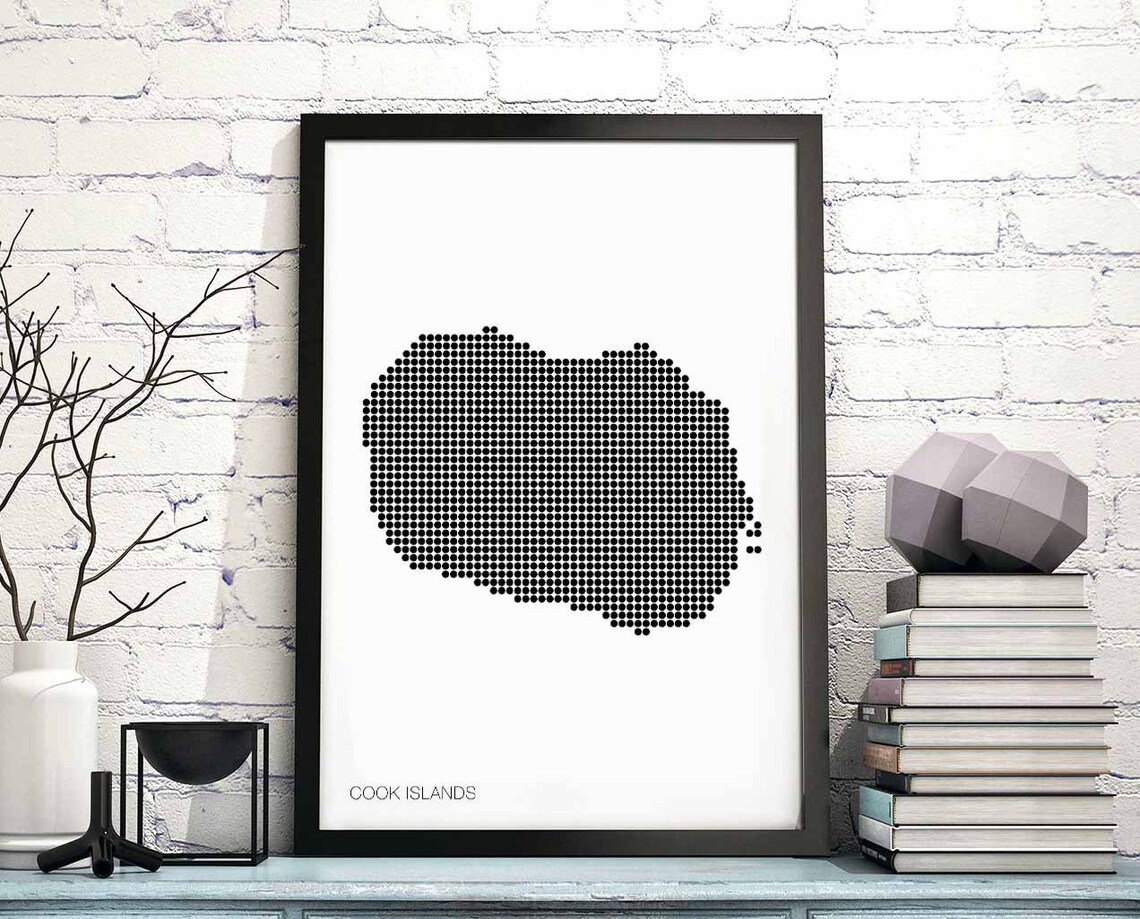 Cook Islands Minimal Dots Retro Map Poster