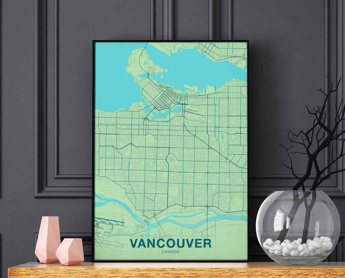 Vancouver Canada Mint Green Colorful Modern Street Map Poster