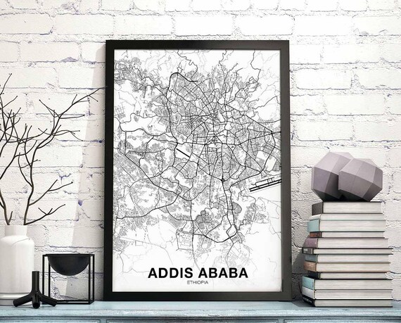 Addis Ababa Ethiopia Map Poster Hometown City Print Modern Home Decor Office Decoration Wall Art Dorm Bedroom Gift
