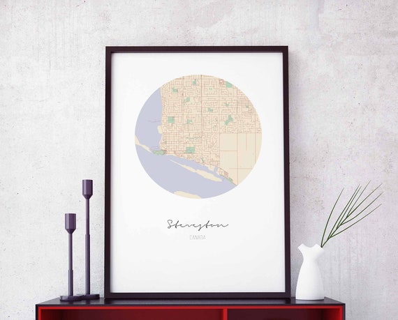 Steveston Canada Map Poster Wall Decor Design Modern Minimal Nordic Travel Bedroom Home Art Vintage Retro Dorm Nursery Housewarming