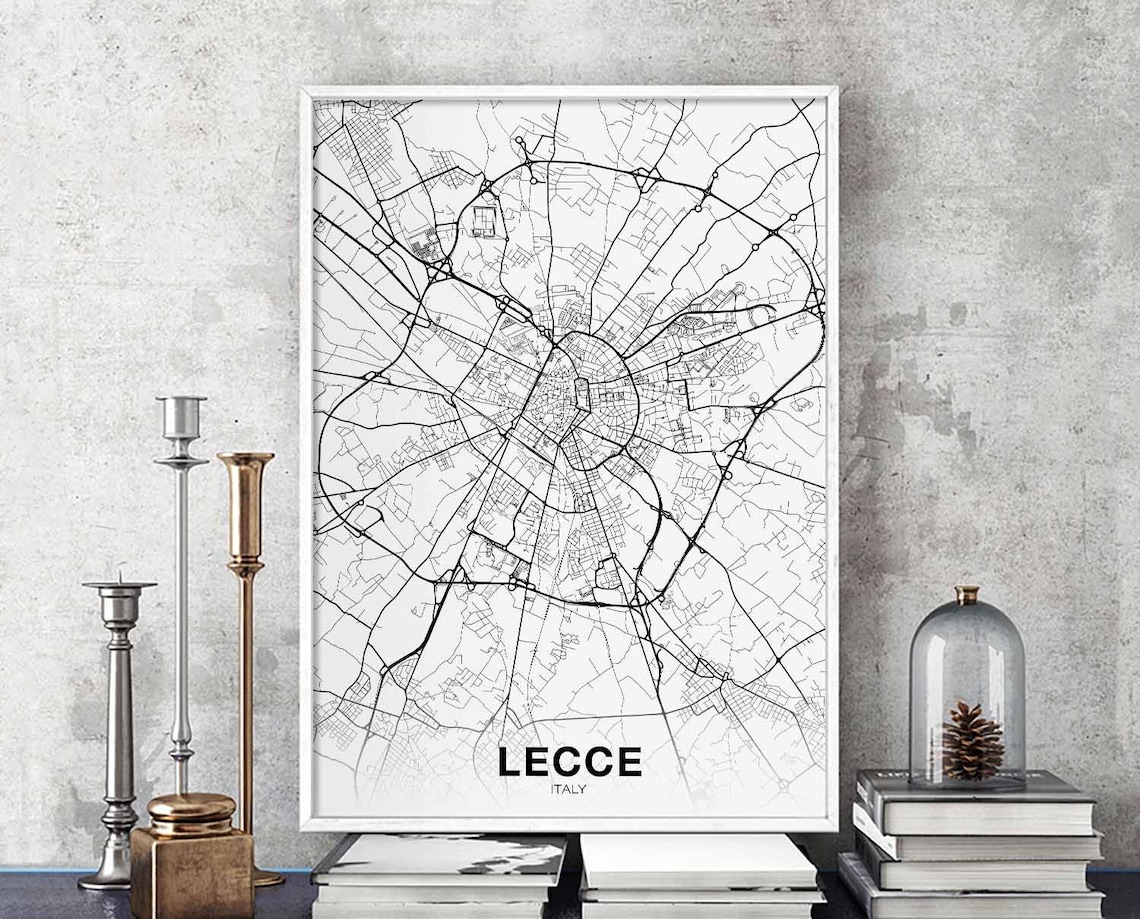 Lecce Italy Map Poster, Modern City Print