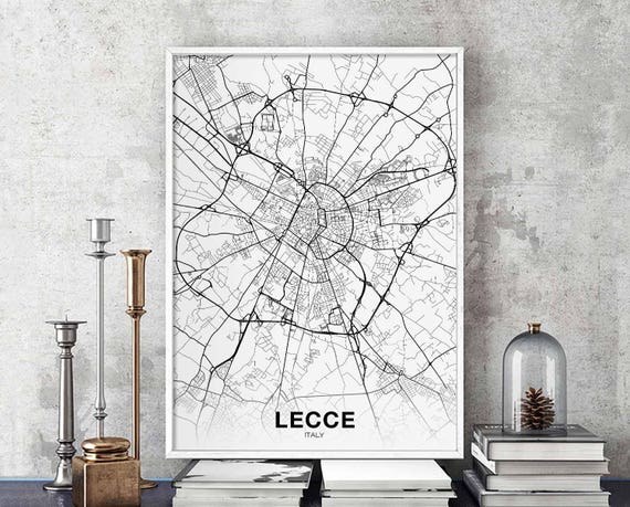 Lecce Italy Map Poster, Modern City Print
