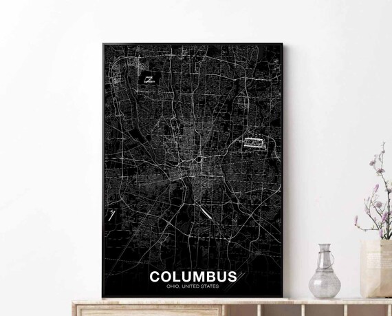 Columbus Ohio Usa Map Poster Black White Hometown City Print Modern Home Decor Office Decoration Wall Art Dorm Bedroom Gift