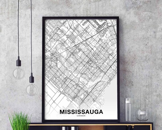 Mississauga Canada Map Poster Hometown City Print Modern Home Decor Office Decoration Wall Art Dorm Bedroom Gift