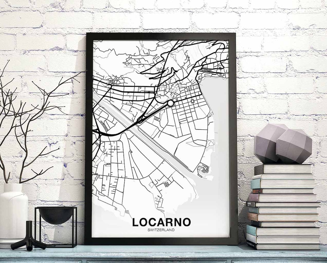 Locarno Switzerland Map Poster, Modern Home Decor