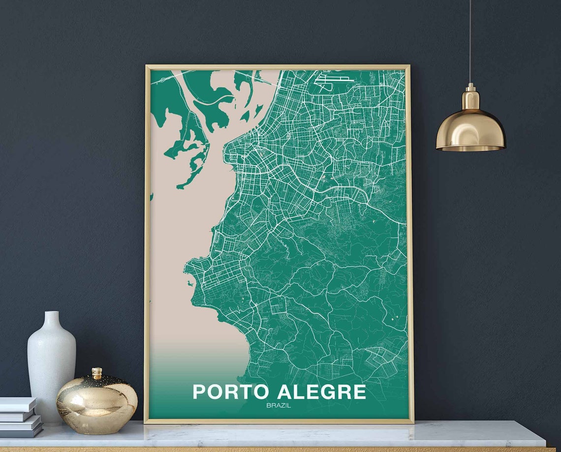 Porto Alegre Brazil Green Bold Minimalist City Street Map Poster