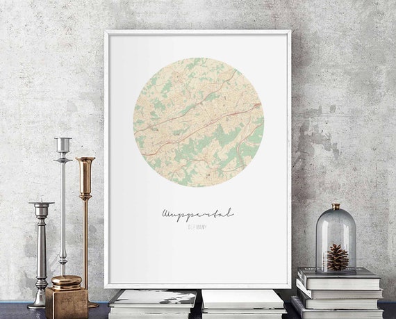 Wuppertal Germany Map Poster Wall Decor Design Modern Minimal Nordic Travel Bedroom Home Art Vintage Retro Dorm Nursery Housewarming