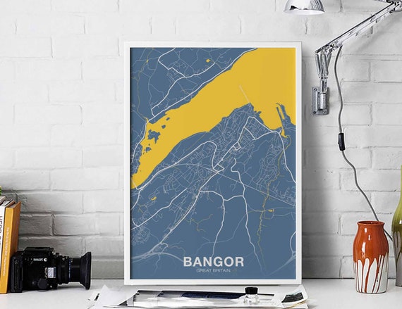 Bangor Great Britain Poster Color Hometown City Print Modern Home Decor Office Decoration Wall Art Dorm Bedroom Gift