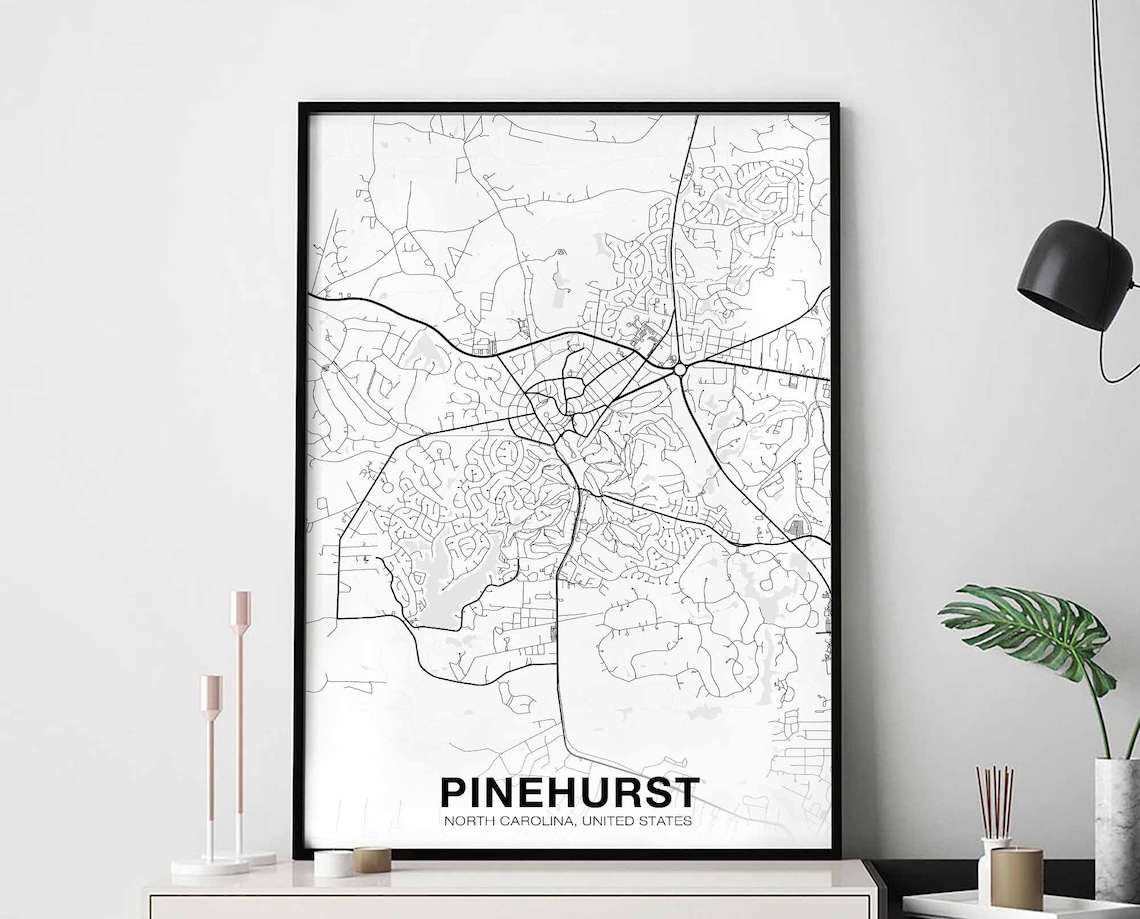 Pinehurst North Carolina Minimalist City Street Map Art Poster