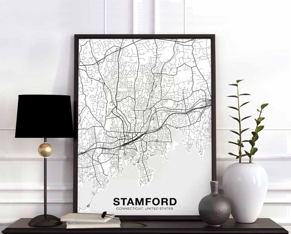 Stamford Connecticut Map Poster, Modern Wall Art Print