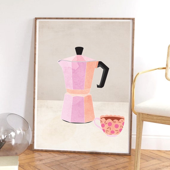 Coffee Poster Pink Wall Art Kitchen Posters Trendy Wa