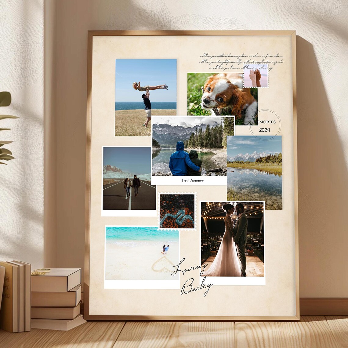 Loving Becky Memories 2024 Custom Photo Collage Couple Gift Wall Poster