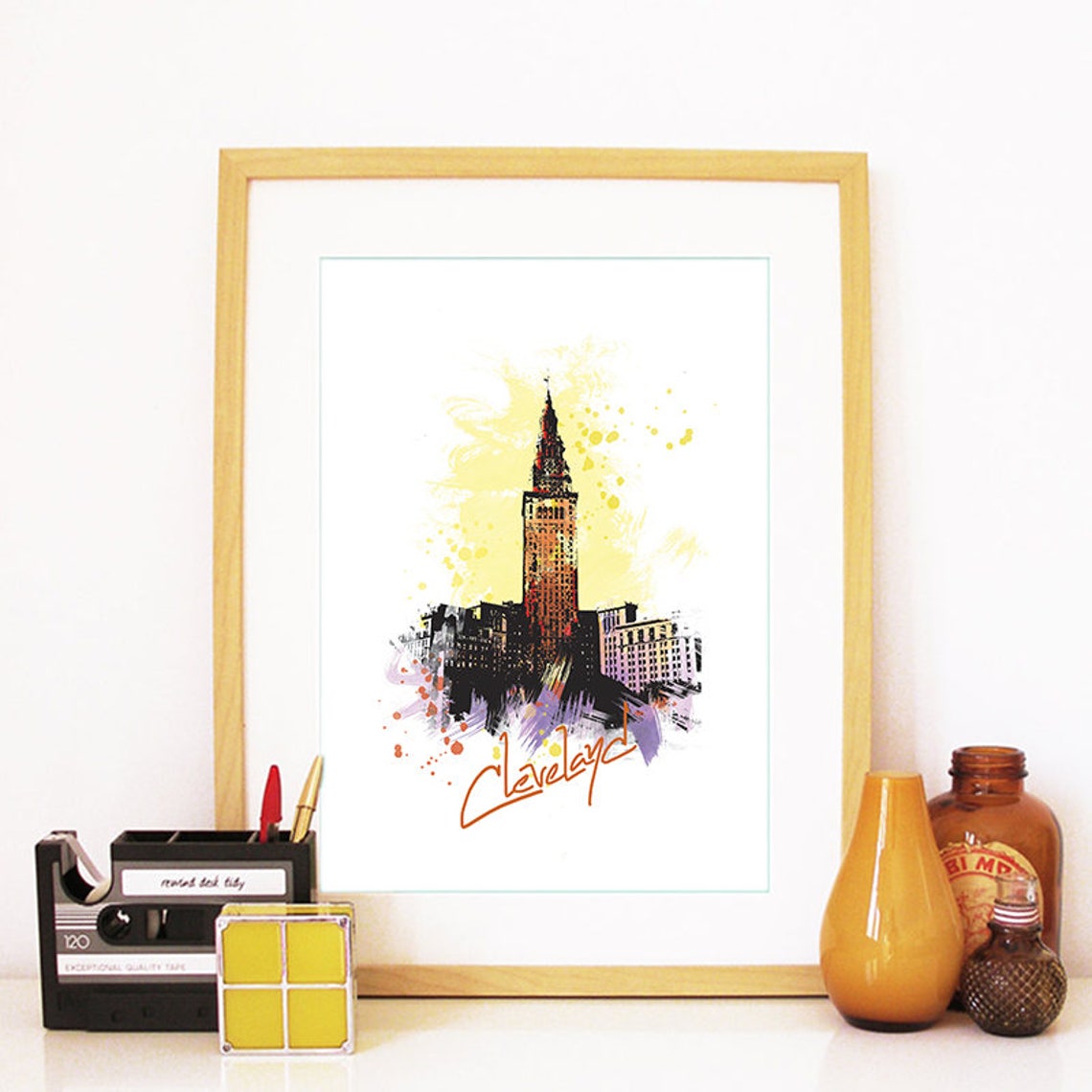 Cleveland Print Cleveland Skyline Cleveland Art Cleveland Poster Cleveland Watercolor Cleveland Art Cleveland Map Cleveland Wall Art - Image 2