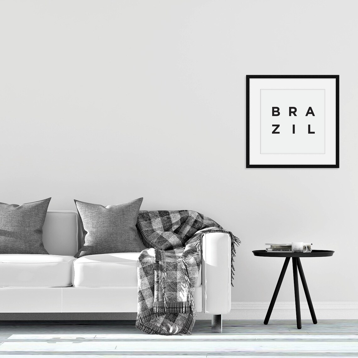 Brazil Black And White Spaced Lettering Country Travel Decor Poster