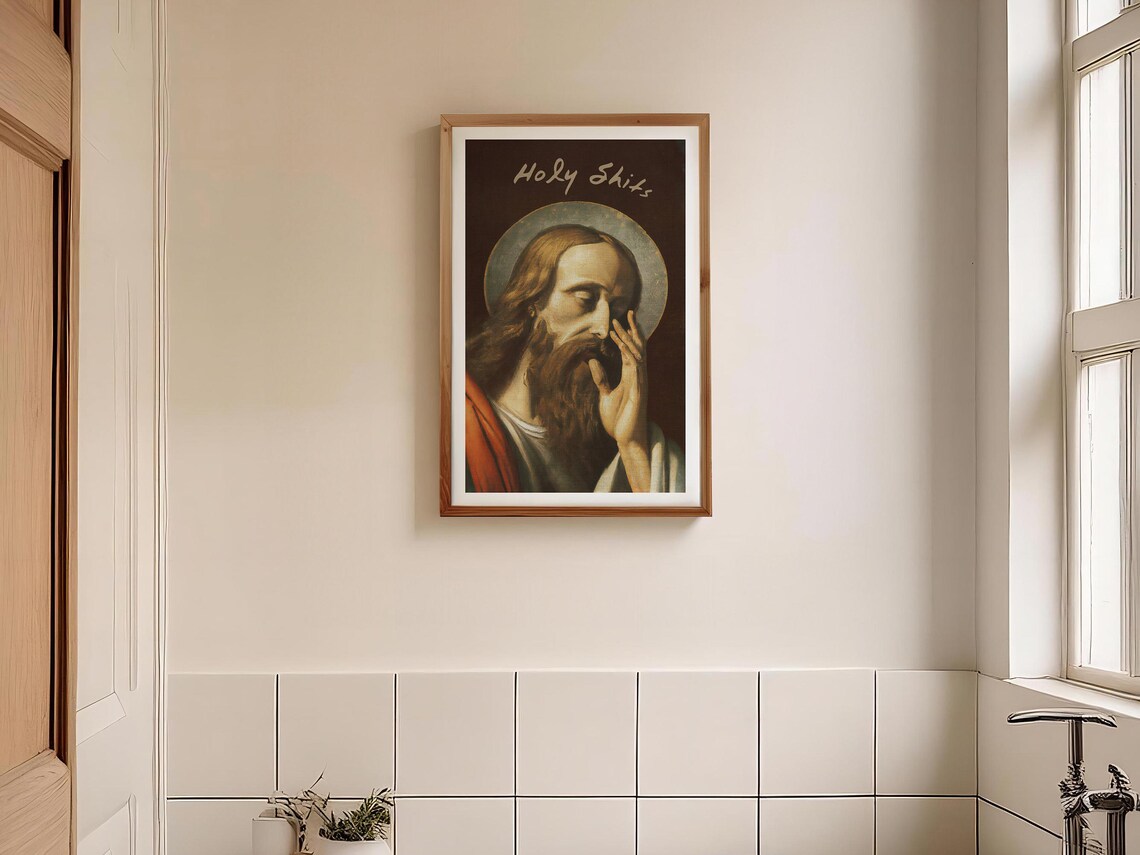 Jesus Bathroom Humor Vintage Mid-Century Art Print - Image 2