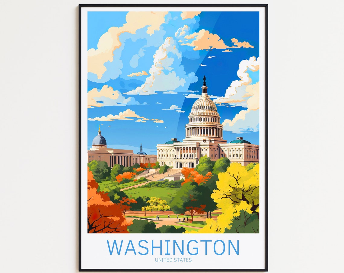 Washington Travel Poster Usa Poster Washington Vintage Poster Travel Poster Washington Retro Poster Washington Travel Gift Usa