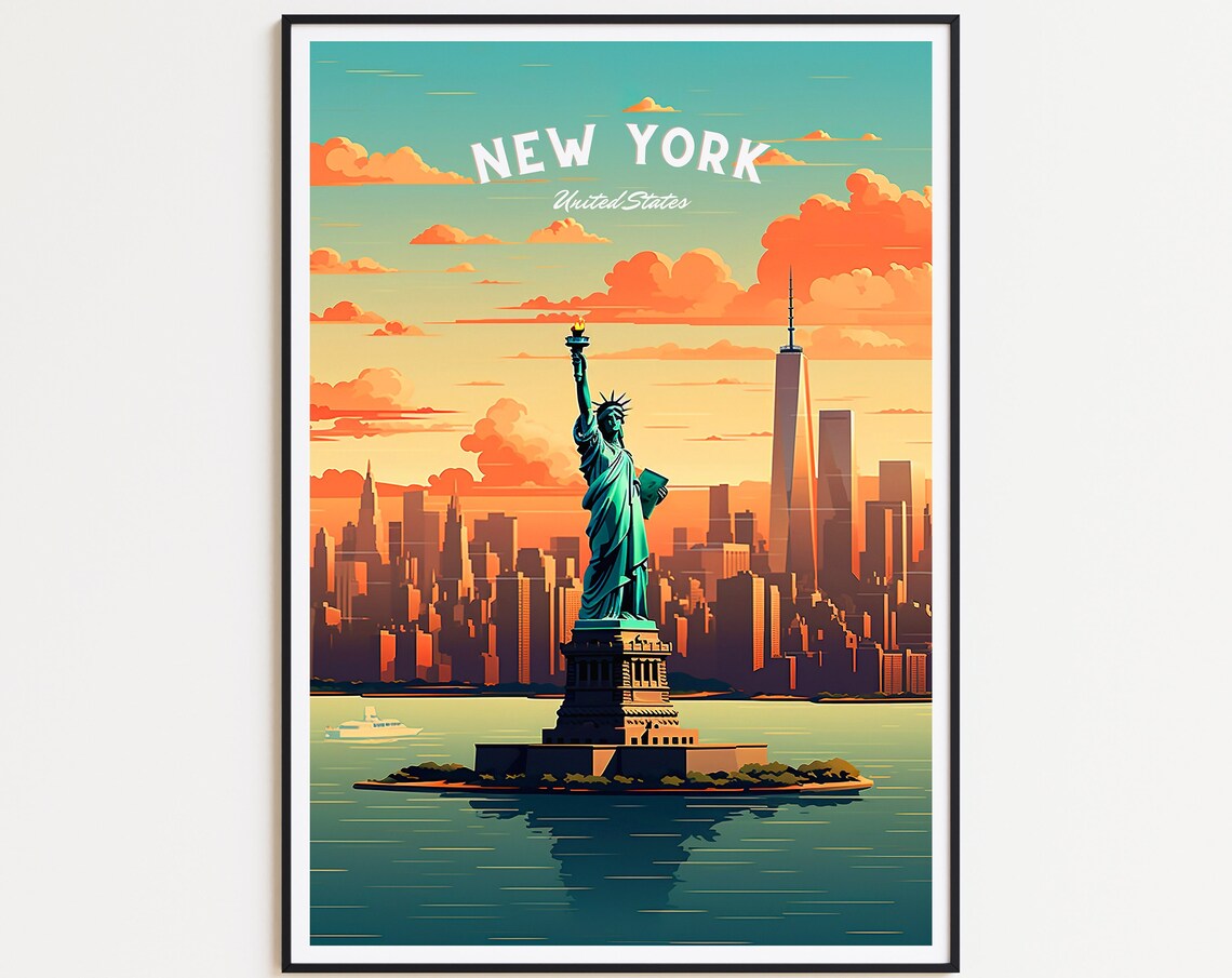New York Vintage Travel Poster, NYC Art Print