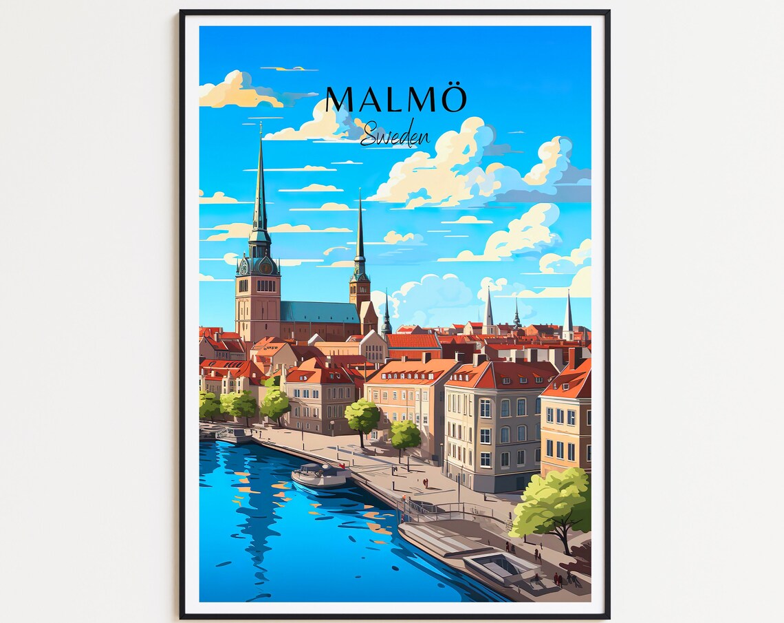 Malm Travel Poster, Sweden Scandinavia Art Print