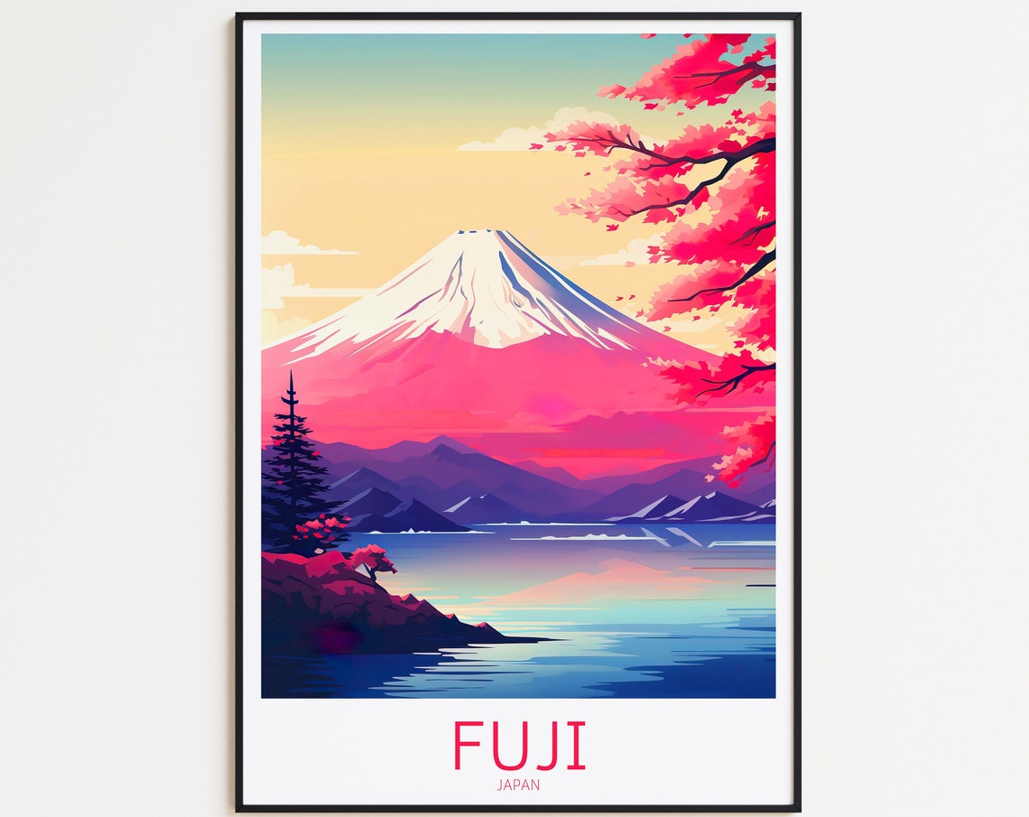 Mount Fuji Travel Poster Japan Poster Fuji Vintage Poster Travel Poster Fuji Retro Poster Fuji Travel Gift Japan Mt Fuji Poster Fuji Print
