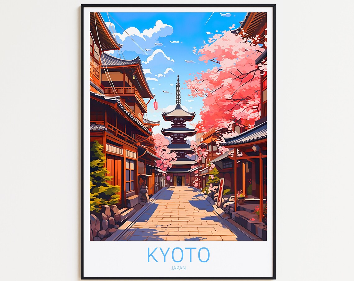 Kyoto Travel Poster, Japanese Wall Art Print