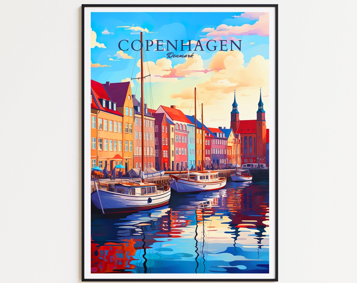 Copenhagen Travel Poster, Denmark Art Print