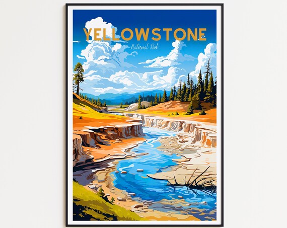 Yellowstone National Park River Canyon Gorge Vintage Travel Poster