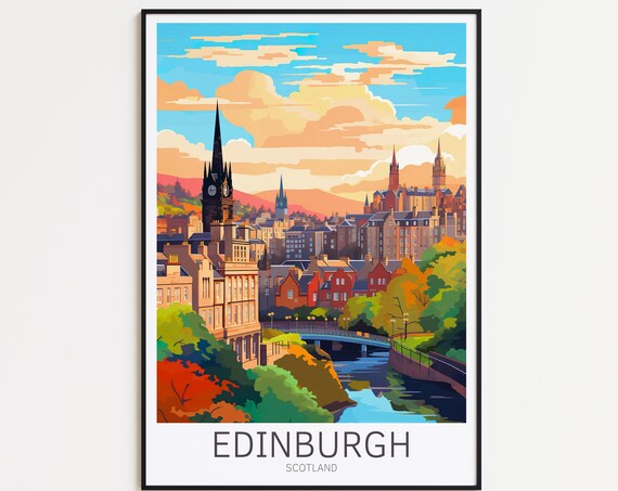 Edinburgh Travel Poster, Scotland Travel Art Print