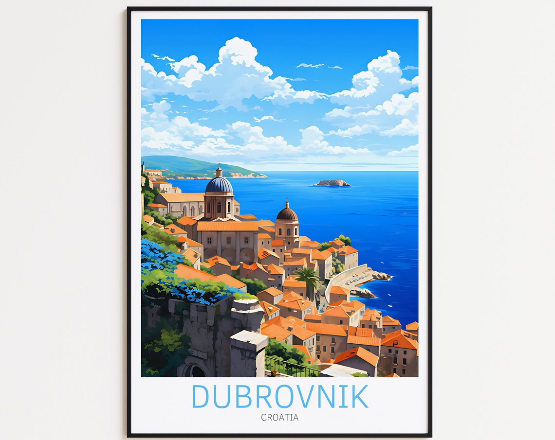 Dubrovnik Travel Poster Croatia Poster Dubrovnik Vintage Poster Travel Poster Dubrovnik Retro Poster Dubrovnik Travel Gift Wall Art Print
