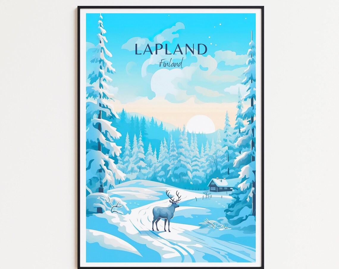 Lapland Travel Poster, Finland Travel Art Print