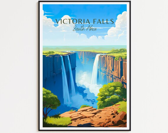Victoria Falls Travel Poster South Africa Wall Art For Home Decor The Perfect Gift And A Lasting Memory Art Print