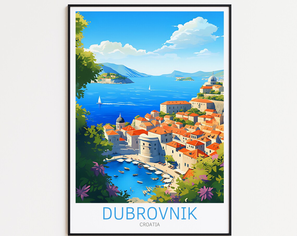 Dubrovnik Vintage Travel Poster, Croatia Travel Poster