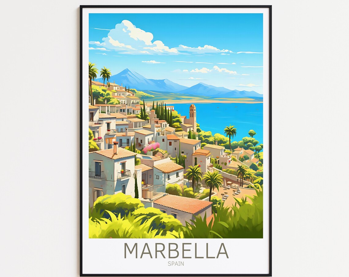 Marbella Vintage Travel Poster, Spain Travel Print