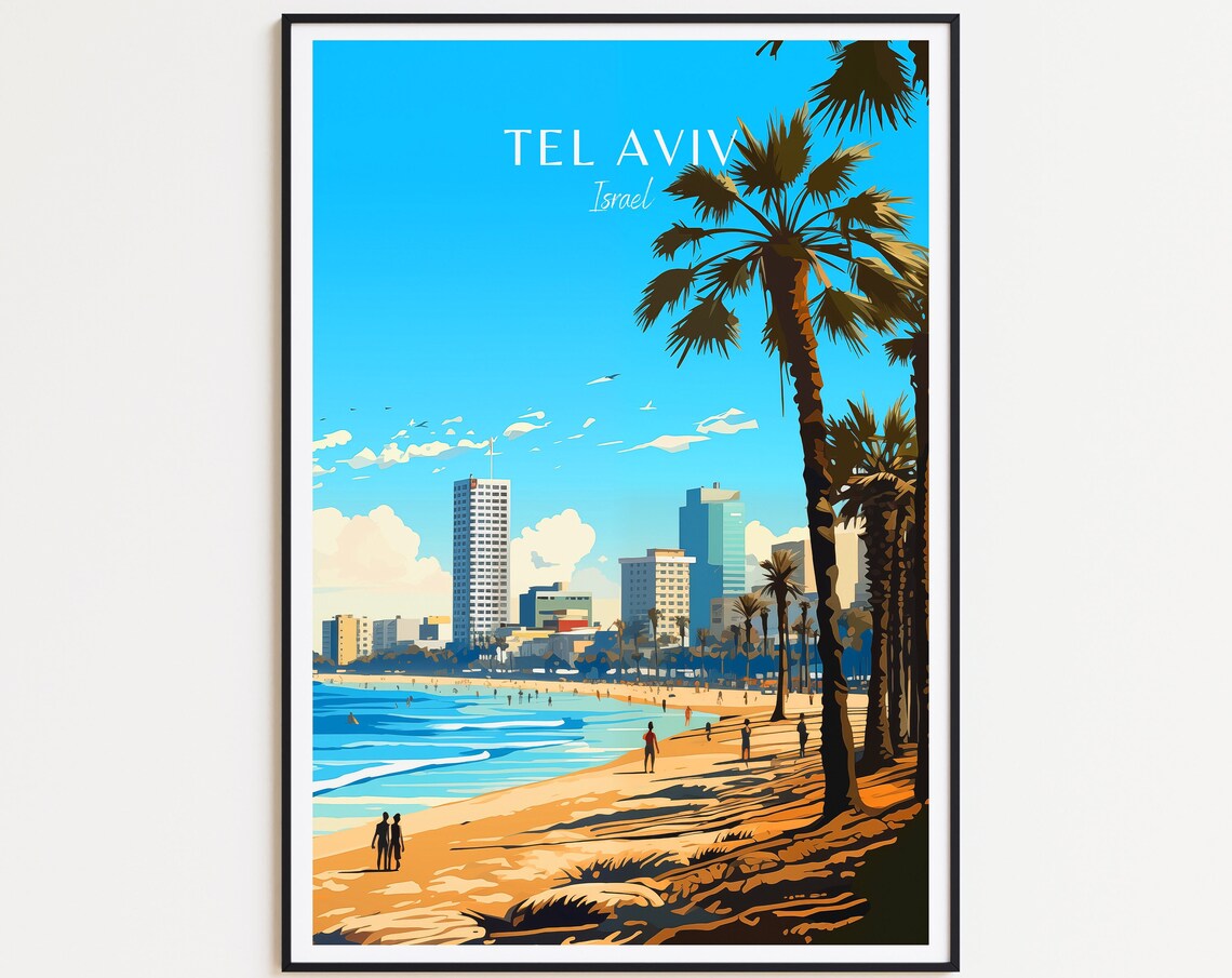 Tel Aviv Travel Poster, Israel Wall Art Print