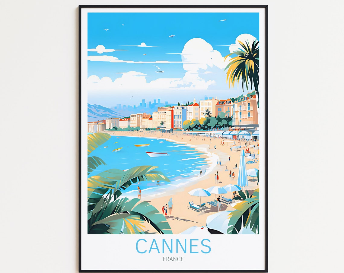 Cannes Travel Poster France Poster Cannes Vintage Poster Travel Poster Cannes Retro Poster Cannes Travel Gift Wall Art Print
