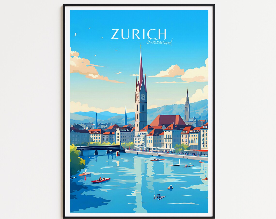 Zurich Travel Poster, Switzerland Art Print