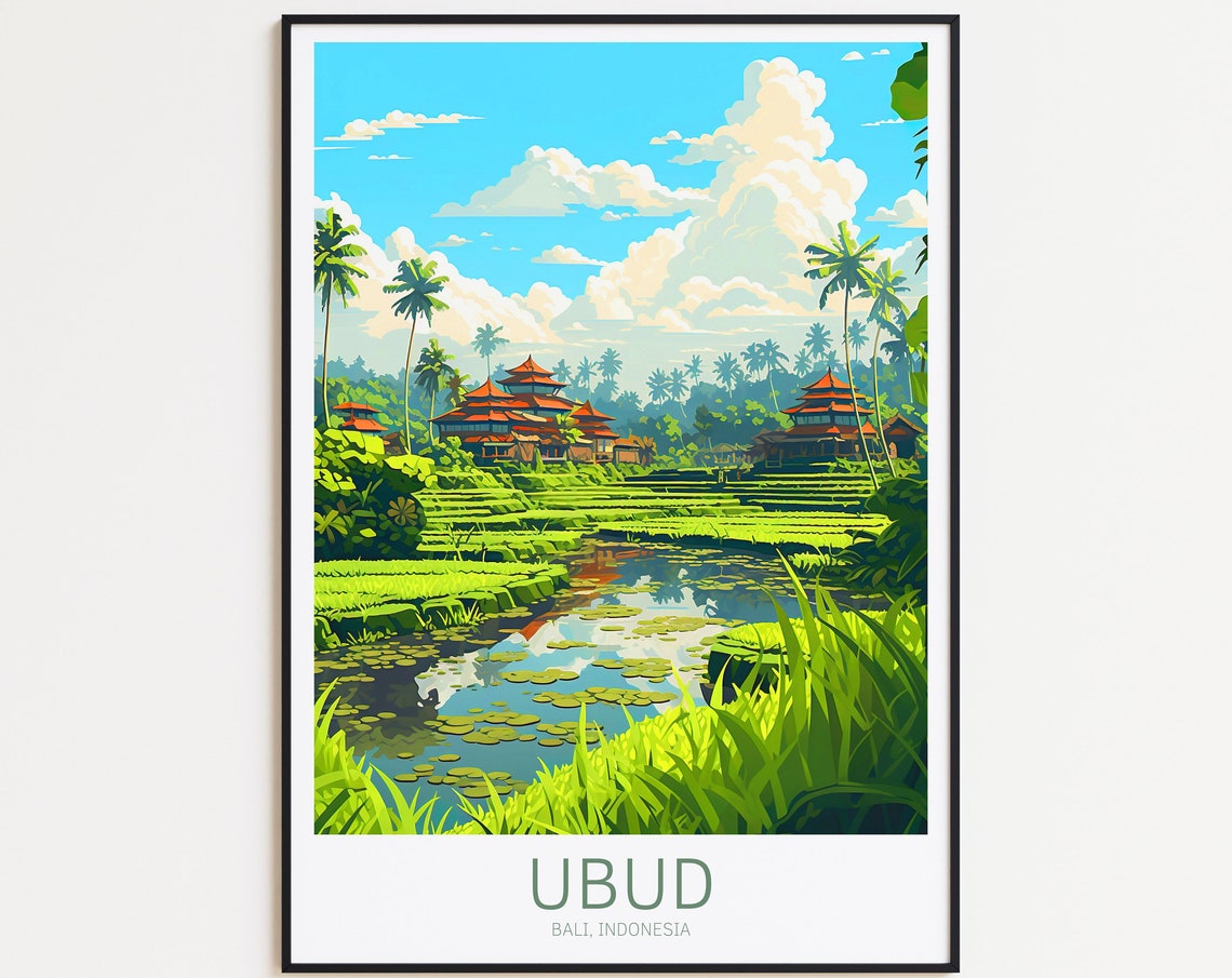 Ubud Travel Poster Bali Poster Ubud Vintage Poster Travel Poster Bali Retro Poster Bali Travel Gift Ubud Indonesia Bali Print Ubud Canggu
