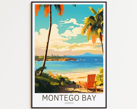 Montego Bay Travel Poster Jamaica Wall Art The Perfect Gift And A Lasting Travel Memory Art Print Print