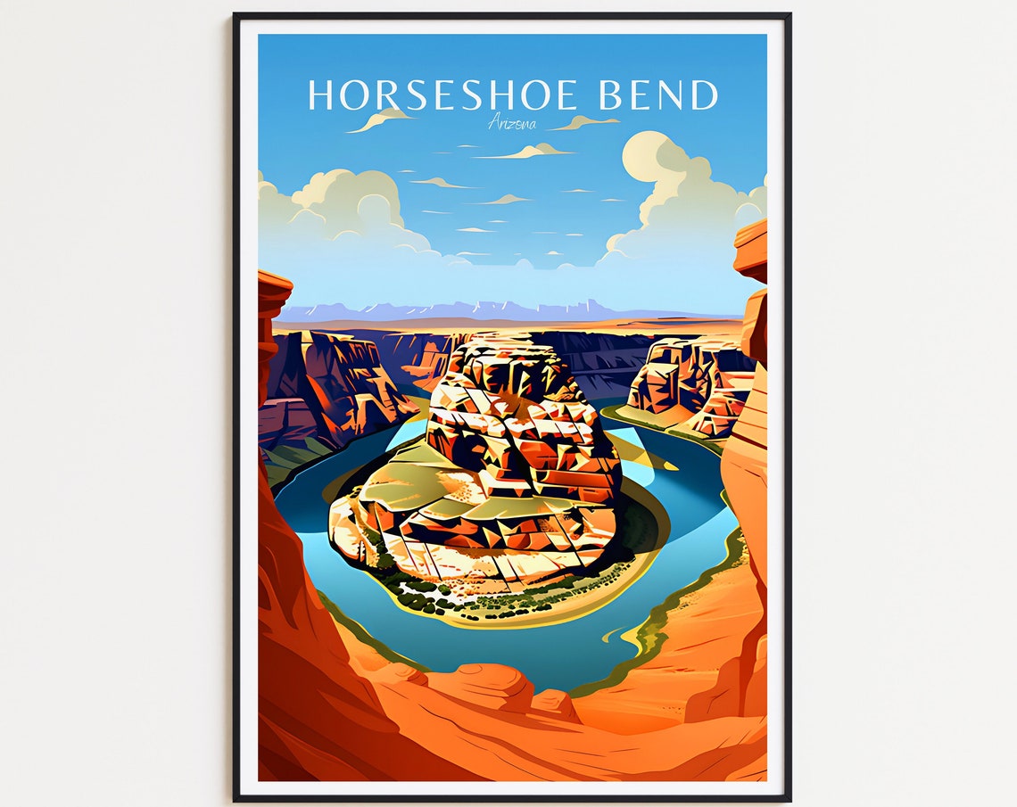 Horseshoe Bend Travel Poster National Park Poster Arizona Vintage Poster Travel Poster Arizona Travel Gift Wall Art Print