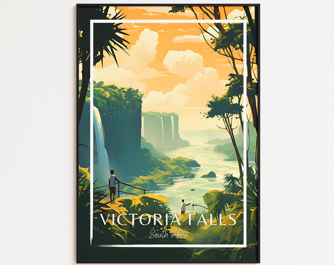 Victoria Falls South Africa Sunset Waterfall Gorge View Poster