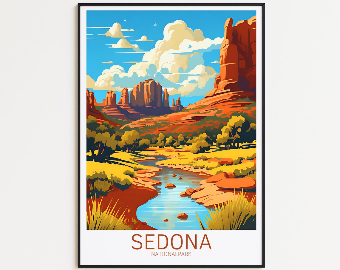 Sedona Travel Poster National Park Poster Sedona Vintage Poster Travel Poster Sedona Retro Poster National Park Travel Gift Wall Art