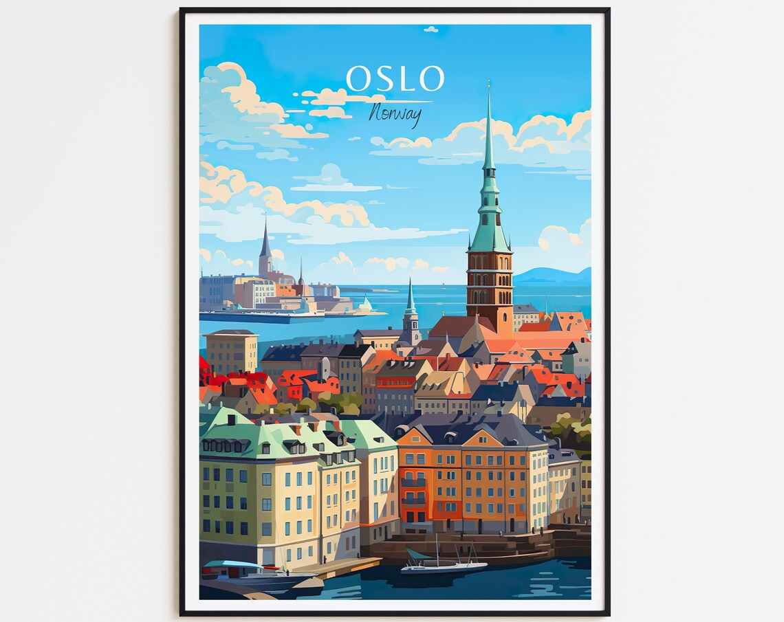 Oslo Vintage Travel Poster, Norway Wall Art Print