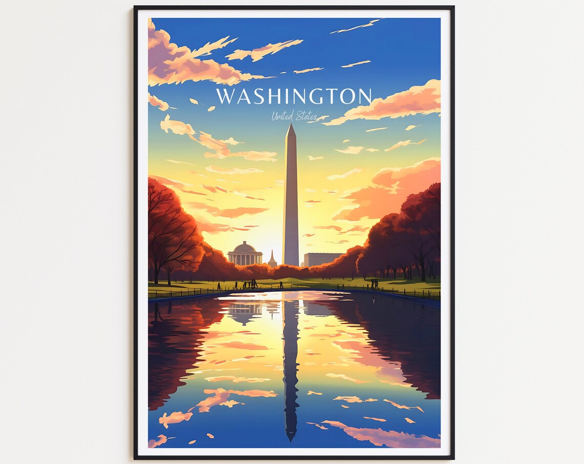 Washington Vintage Travel Poster, Retro Travel Poster