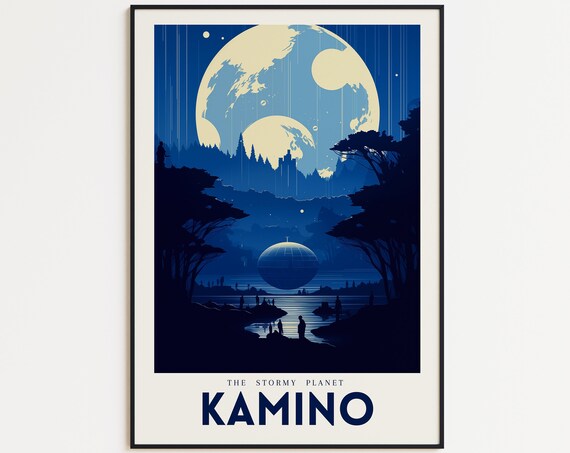 Star Wars Kamino Stormy Planet Night Rain Clone Sci Fi Art Poster